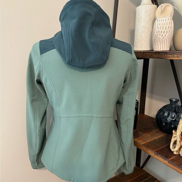 KUHL Frost Softshell Hoody Stretch Jacket Rain Coat Teal Green Women’s SMALL - Picture 2 of 13